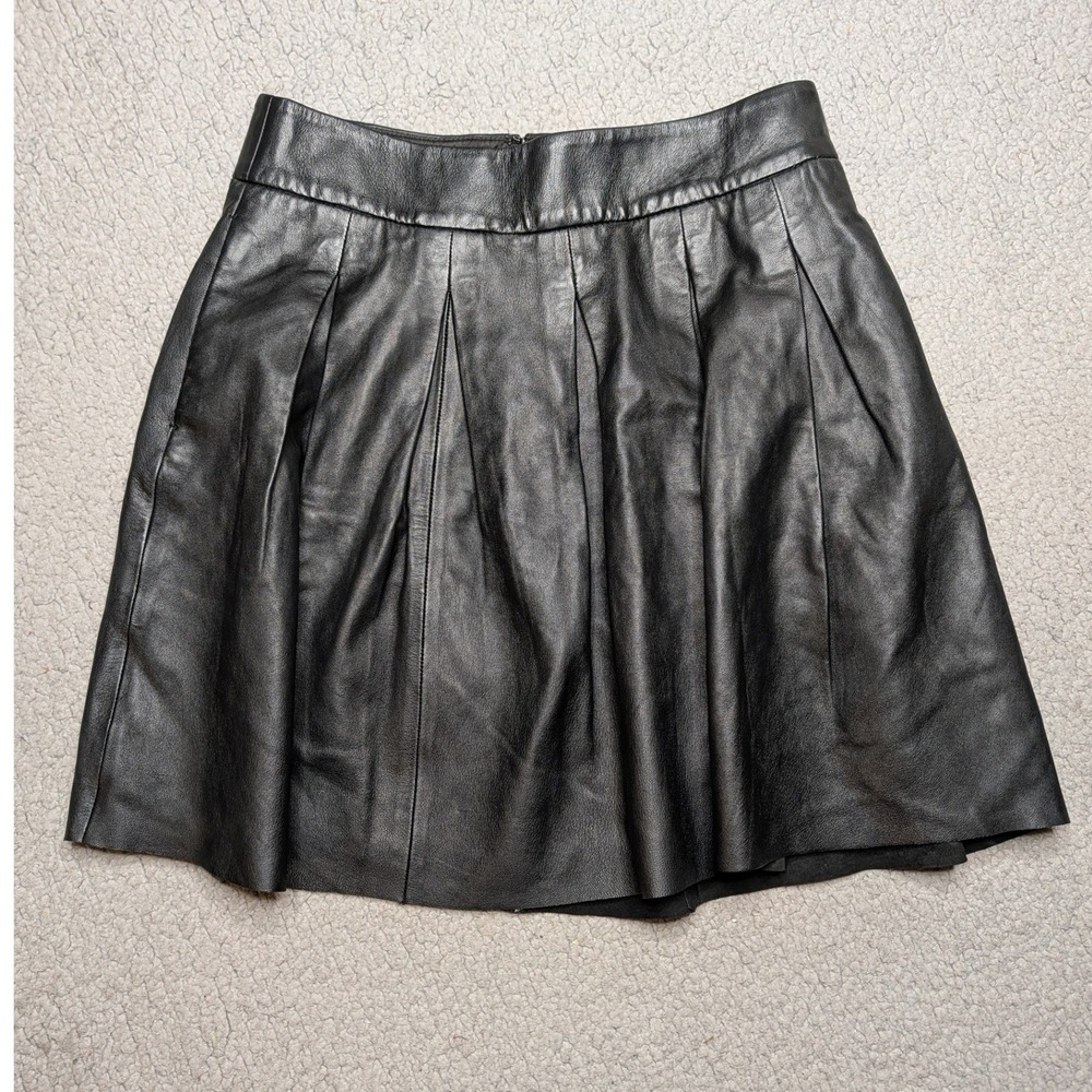 Banana Republic Skirt 0 Black Lamb Leather Pleated Mini Academia Rock Punk Goth